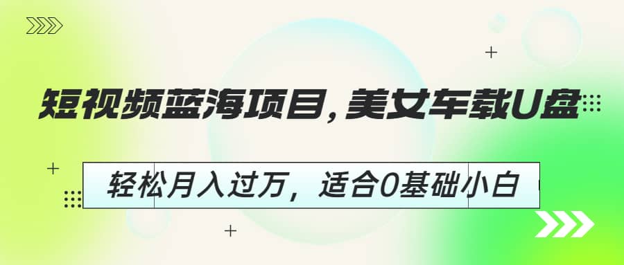 短视频蓝海项目，美女车载U盘，轻松月入过万，适合0基础小白-BT网赚资源网