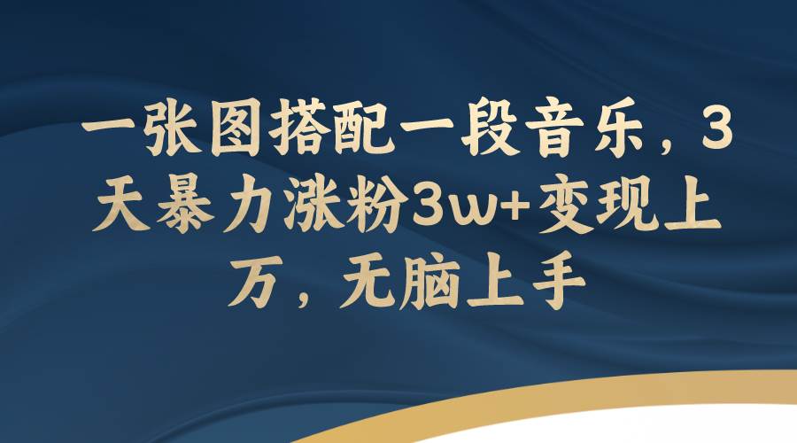 一张图搭配一段音乐，3天暴力涨粉3w 变现上万，无脑上手-BT网赚资源网