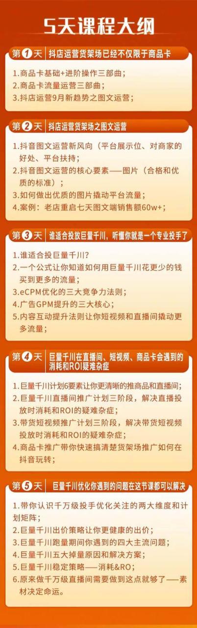 巨量千川投放5天课程：抖音商品卡+爆款图文+千川投流线上课-BT网赚资源网