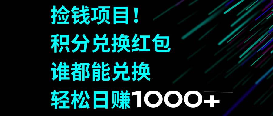 捡钱项目！积分兑换红包，谁都能兑换，轻松日赚1000+-BT网赚资源网