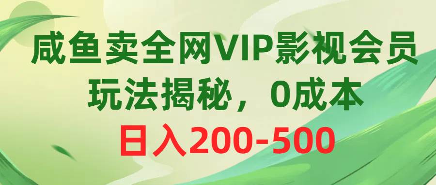 咸鱼卖全网VIP影视会员，玩法揭秘，0成本日入200-500-BT网赚资源网