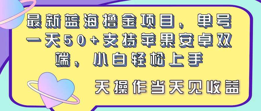 最新蓝海撸金项目，单号一天50+， 支持苹果安卓双端，小白轻松上手 当…-BT网赚资源网