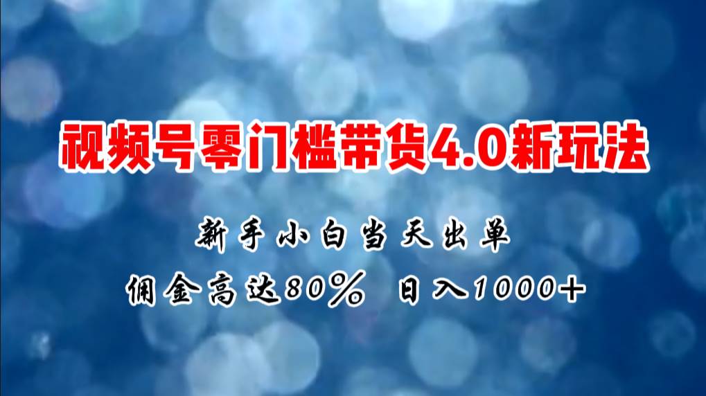 微信视频号零门槛带货4.0新玩法，新手小白当天见收益，日入1000+-BT网赚资源网