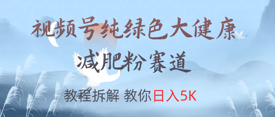 视频号纯绿色大健康粉赛道，教程拆解，教你日入5K-BT网赚资源网