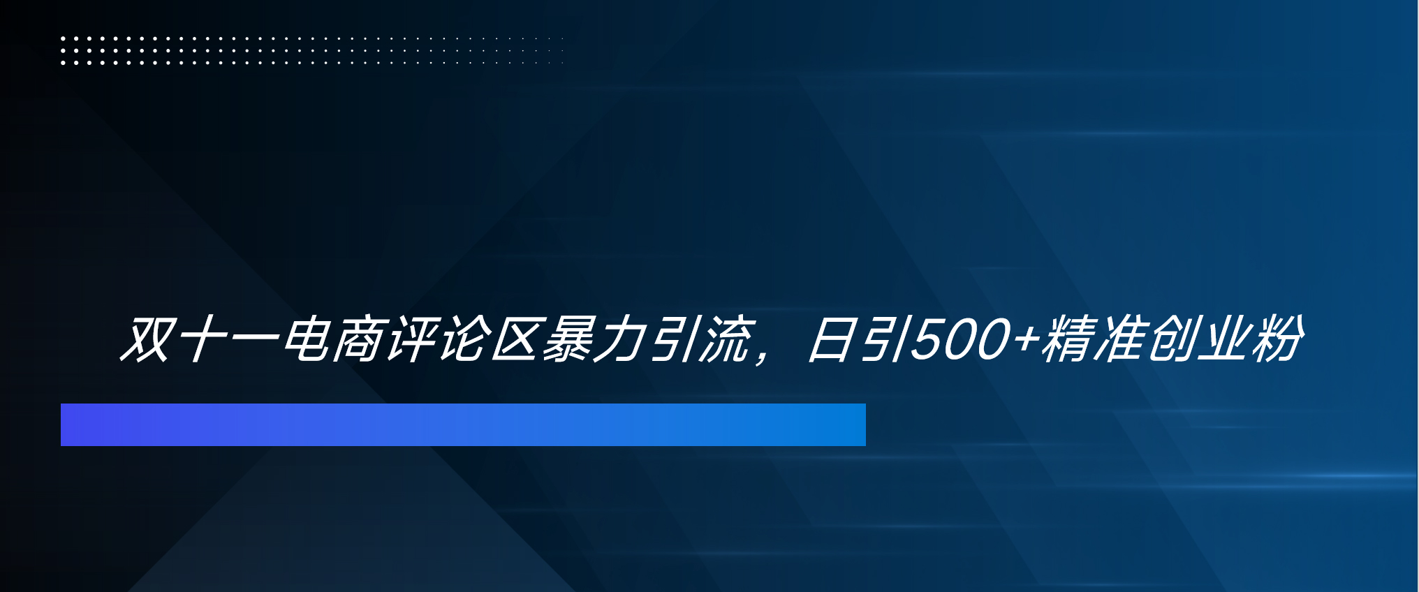 双十一电商评论区暴力引流，日引500+精准创业粉！！！-BT网赚资源网