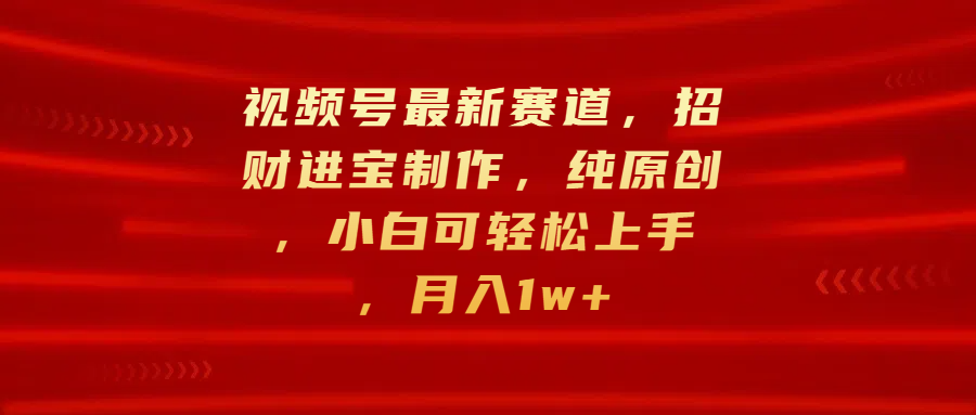 视频号最新赛道，招财进宝制作，纯原创，小白可轻松上手，月入1w+-BT网赚资源网