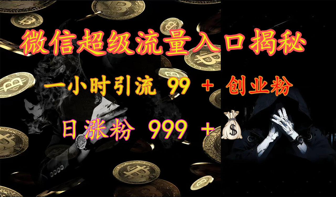 微信超级流量入口揭秘：一小时引流 99 + 创业粉，日涨粉 999 +【揭秘】-BT网赚资源网