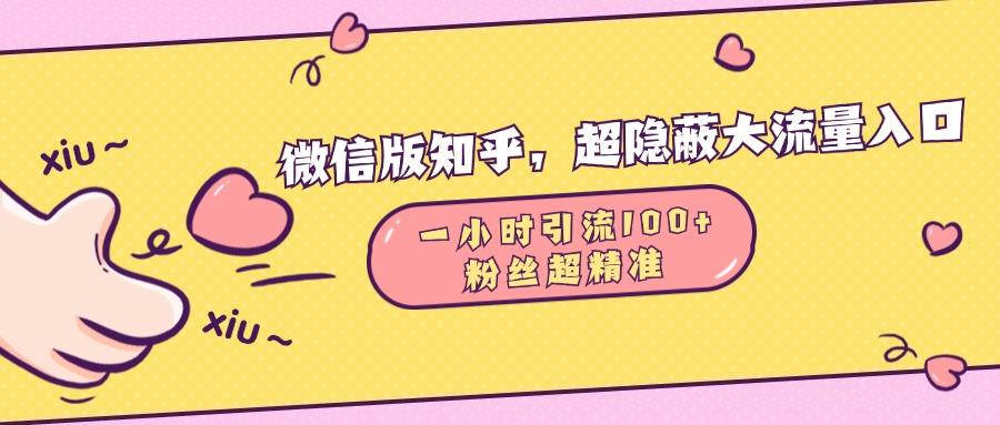 微信版知乎，超隐蔽流量入口，一小时引流100人，粉丝质量超高-BT网赚资源网