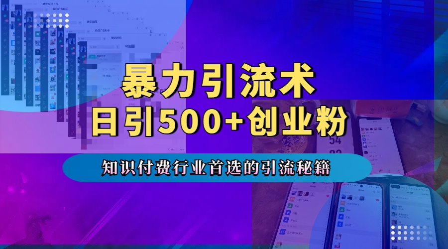 暴力引流术，专业知识付费行业首选的引流秘籍，一天暴流500+创业粉，五个手机流量接不完！-BT网赚资源网