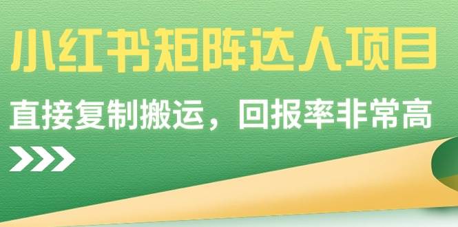 小红书矩阵达人项目，直接复制搬运，回报率非常高-BT网赚资源网